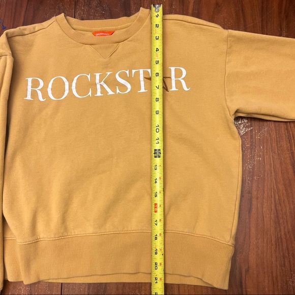 Merrell Rockstar Logo Sweatshirt M/M Tan Cotton Blend Crewneck Cozy core Outdoor - Picture 5 of 9
